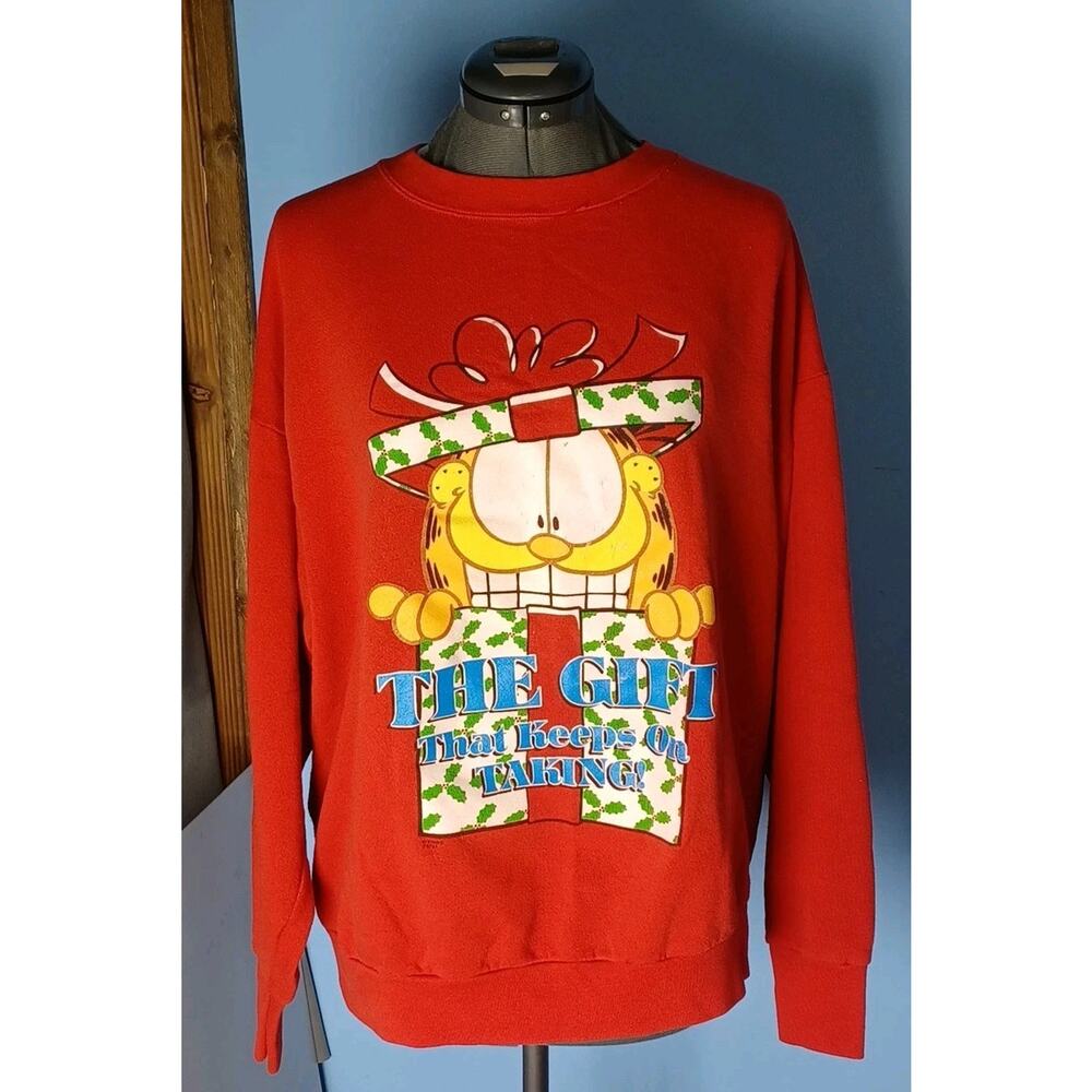 Vintage Garfield Paws Size XL Sweater The Gift That Keeps On Taking Holiday USA